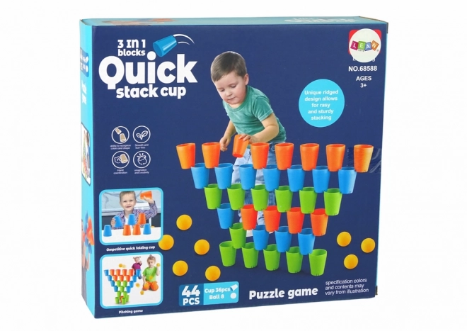 Gobelets empilables 3 en 1, 44 pcs