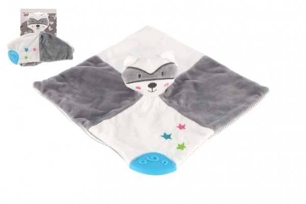 Raton laveur doudou hochet peluche 20x20cm sur carte dans un sac 0+