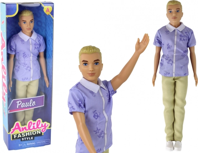 Poupée garçon Paolo aux cheveux blonds et chemise