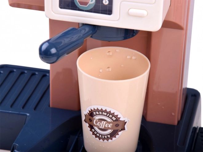 Café avec machine à café, caisse et vitrine