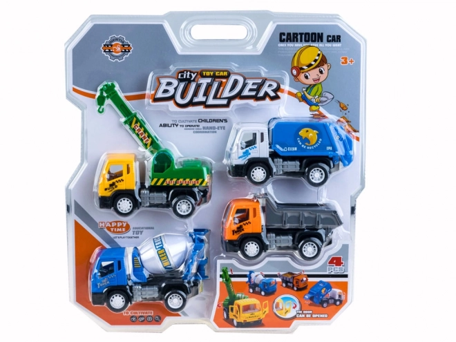 Ensemble de jouets Chantier - Grue, Benne Basculante, Camion Poubelle et Toupie – A