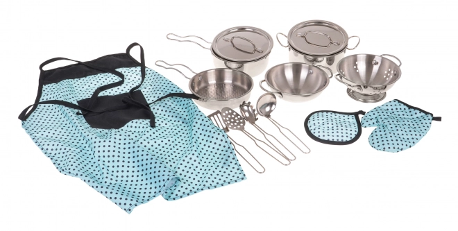 Ensemble de casseroles en métal pour enfants 3+ avec accessoires de cuisine et tablier