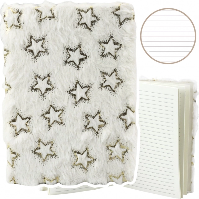 Carnet avec couverture en peluche Étoiles dorées A5 80 feuilles