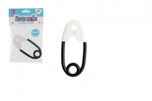 Hochets broche plastique 12cm blanc-noir 12x19cm en sachet 0+
