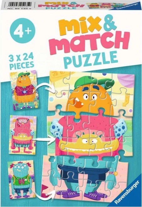 Ravensburger Puzzle Mix & Match: Monstres amusants 3x24 pièces
