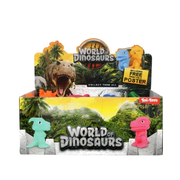 Dinosaure en caoutchouc 8cm - 5 types en boîte