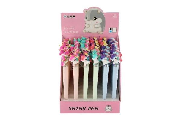 Stylo lumineux licorne en plastique à piles 3 couleurs