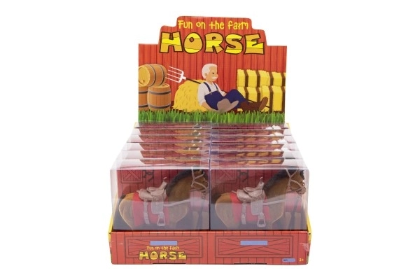 Cheval en peluche avec selle 18cm 3 couleurs dans boîte 16x16,5x5,5cm