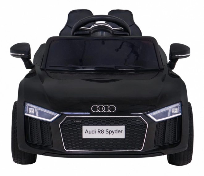 Audi R8 voiture électrique enfant noire avec télécommande, roues EVA, démarrage lent et MP3 LED