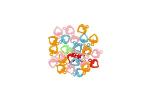 Perles en plastique cœur, lettres avec ficelle 2 types dans un sac 6,5x11x1cm