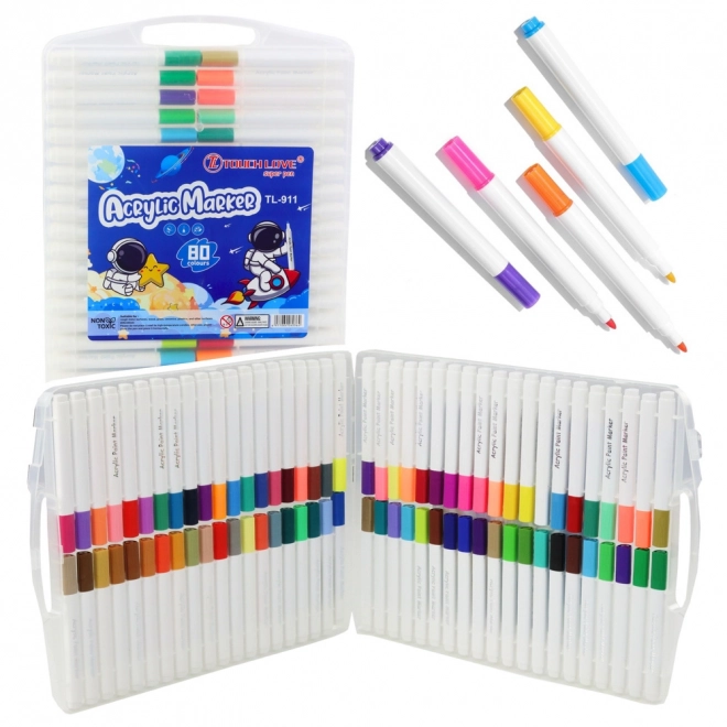 Ensemble de marqueurs acryliques dans un organiseur 80 pcs
