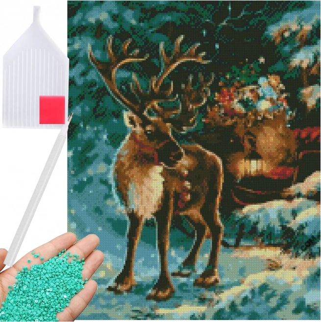Peinture diamant renne de Noël 5D – kit complet