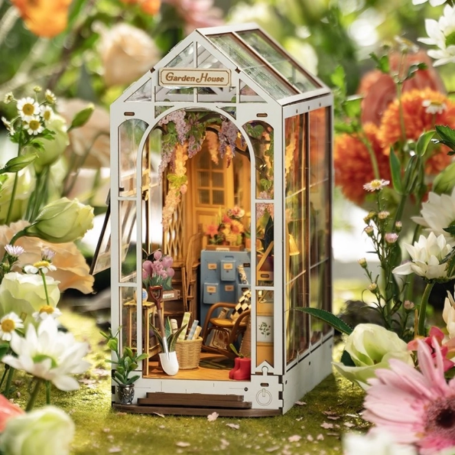 Puzzle 3D RoboTime Butoir de livre Maison de jardin (en bois)