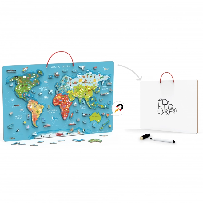 Viga 2v1 tableau éducatif avec carte magnétique du monde Montessori