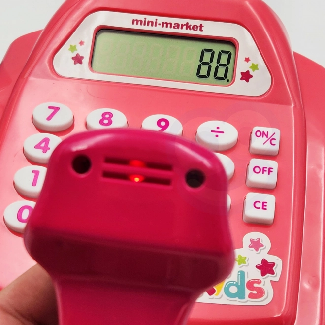 WOOPIE Caisse enregistreuse pour enfants avec étagère et accessoires rose