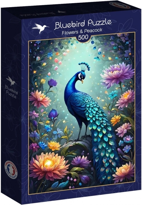 Puzzle Fleurs et paon 500 pièces