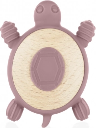 Anneau de dentition en silicone et bois Turtle, Vieux Rose