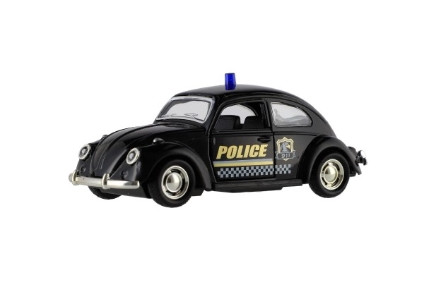 Voiture de police rétro 11cm en métal/plastique à rétrofriction sur batterie avec lumière 4 types
