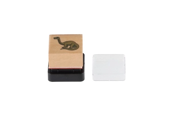 Tampons en bois 5+1 avec coussinet dinosaures 3x3cm sur carte