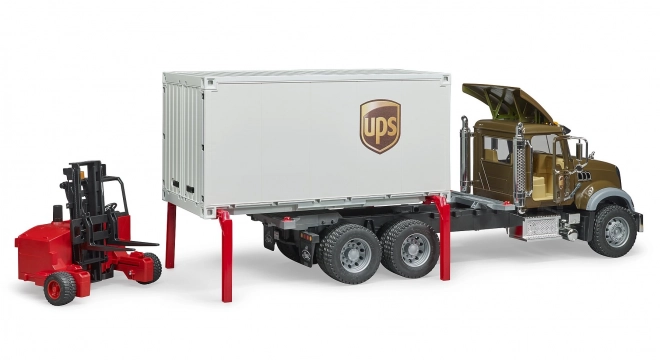 Camion Bruder Mack UPS avec chariot élévateur