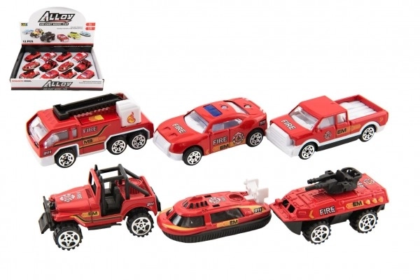 Auto pompiers métal/plastique 7cm à roue libre mixte types 12pcs en boîte