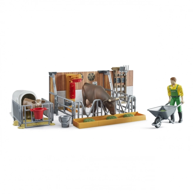Étable pour bétail avec figurines et accessoires