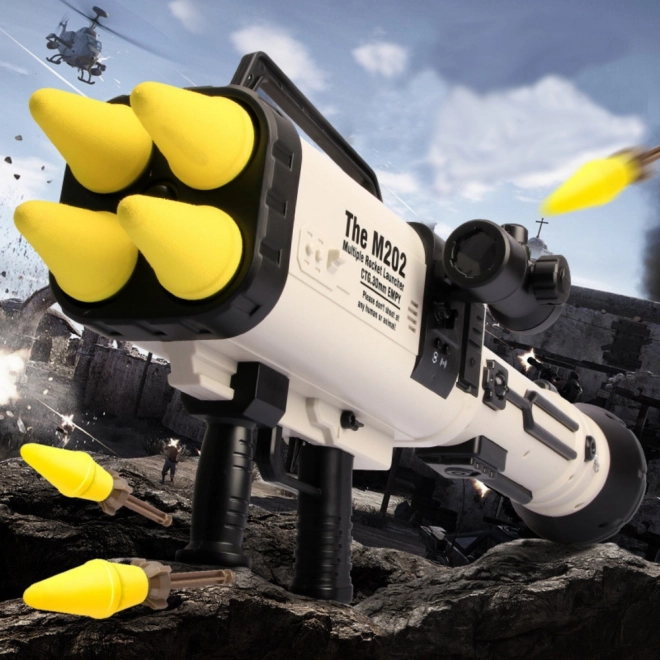 Grand lanceur de fusées avec projectiles en mousse 68 cm