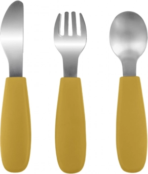 Couverts pour enfants en silicone, Jaune Moutarde