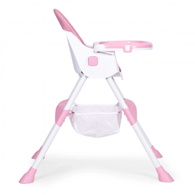 Chaise haute pour enfant avec plateau et panier, harnais à cinq points ECOTOYS – rose