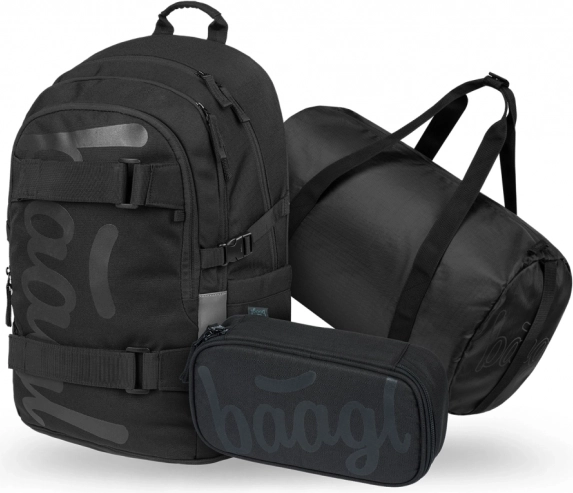 Ensemble Baagl: Sac à dos, Trousse et Sac de sport noir