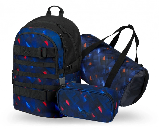 Ensemble BAAGL sac à dos, trousse et sac de sport Skate Indigo