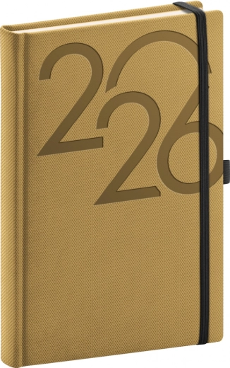Agenda quotidien 2026 Doré 15x21 cm