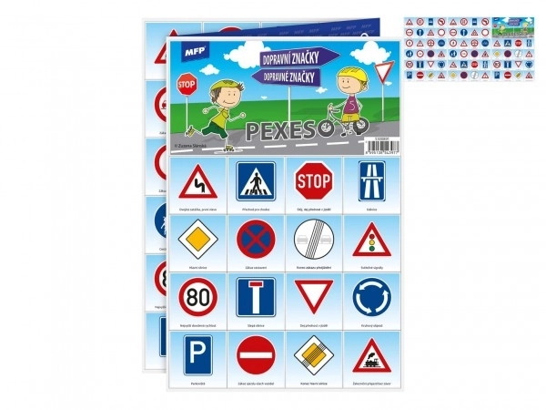 Pexeso en papier Panneaux de signalisation jeu de société 32 paires d'images 21x30cm