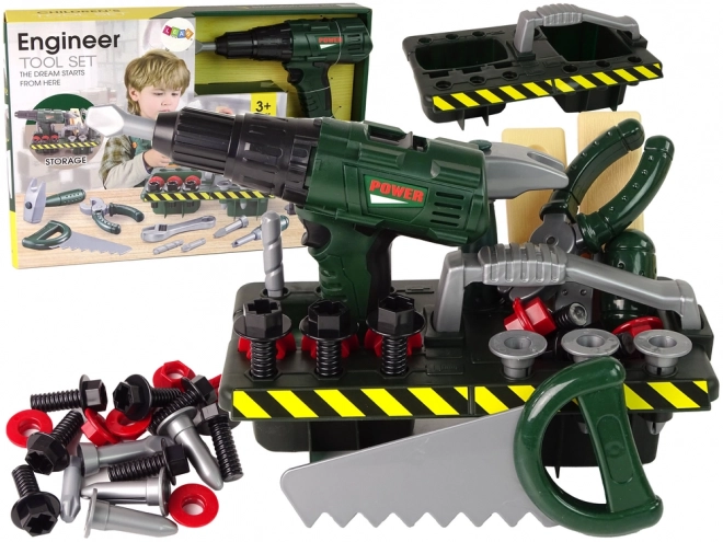 Ensemble de bricolage pour enfants vert avec perceuse à piles