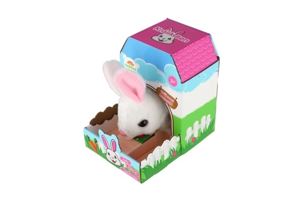 Lapin Ben peluche/plastique 16x17cm à piles avec son et mouvement dans une boîte 13x19x18cm