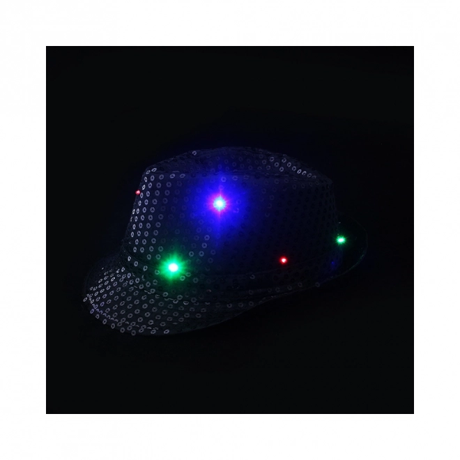 Chapeau disco noir avec lumière LED pour adultes