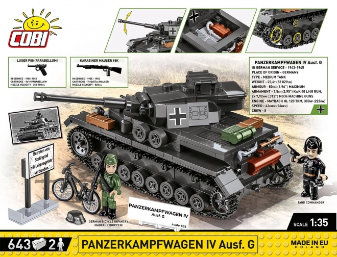 COBI 3127 Seconde Guerre mondiale char allemand Panzerkampfwagen IV Ausf. G 1:35