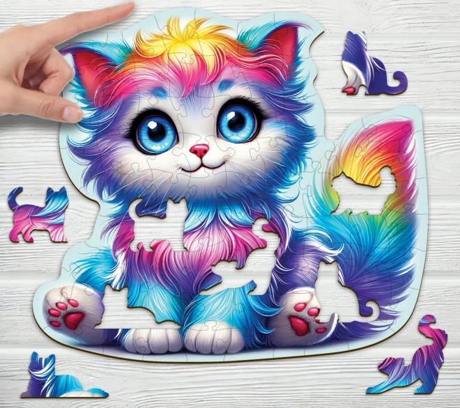 Puzzle en bois Chaton coloré