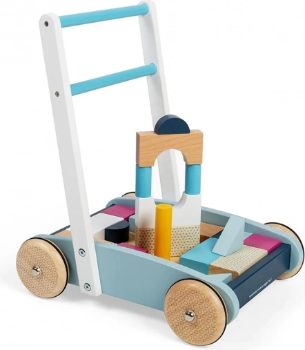 Chariot de marche en bois avec cubes BIGJIGS BABY
