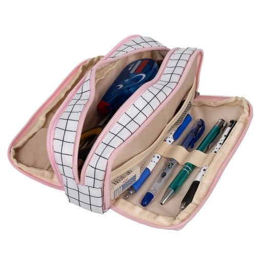 Trousse à trois compartiments - à carreaux Maaleo24514