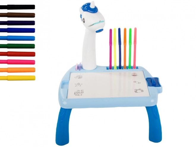 Table éducative pour enfants avec projecteur bleu