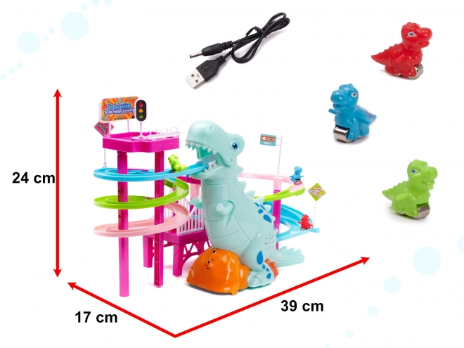 Piste de course de dinosaures avec sons et lumières