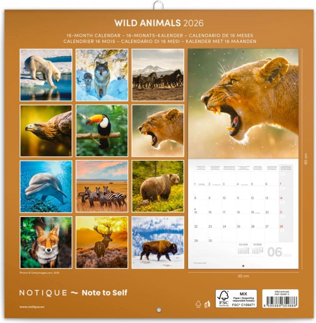 Calendrier de notes Animaux Sauvages 2026