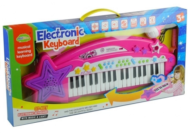 Orgues à clavier 37 touches MP3 Microphone rose