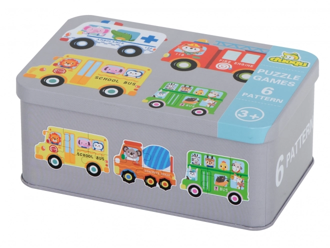 Puzzle en boîte en métal - petites voitures