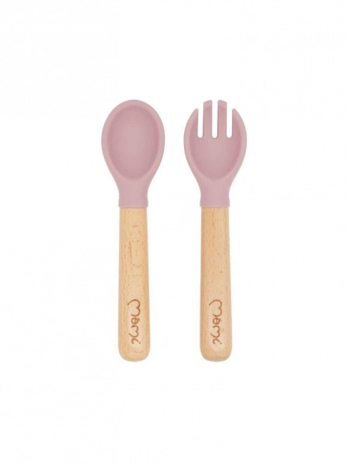 Set de vaisselle en silicone pour enfants MoMi AMI rose