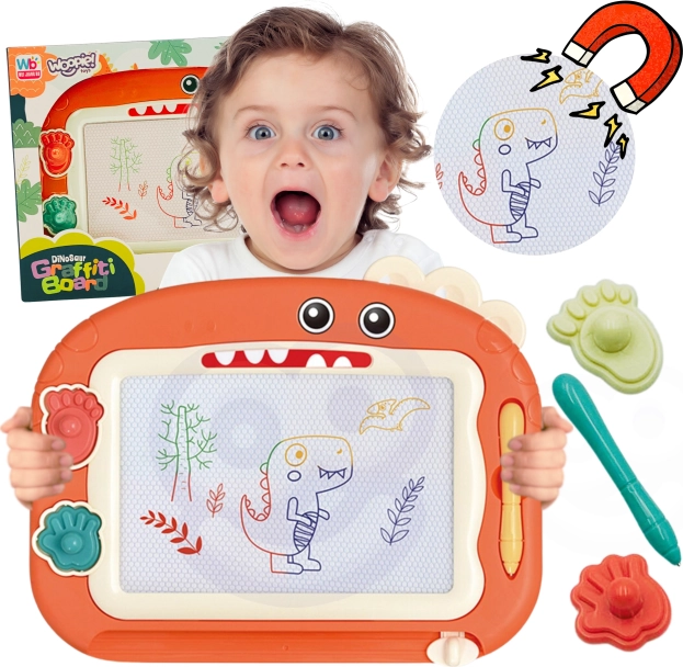 Woopie tableau à dessin magnétique avec 2 tampons – dinosaure