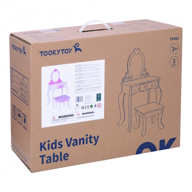 Tooky Toy coiffeuse pour enfants avec tabouret