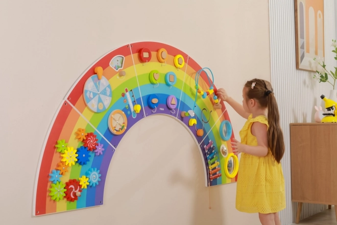 Panneau mural Montessori en bois - arc-en-ciel