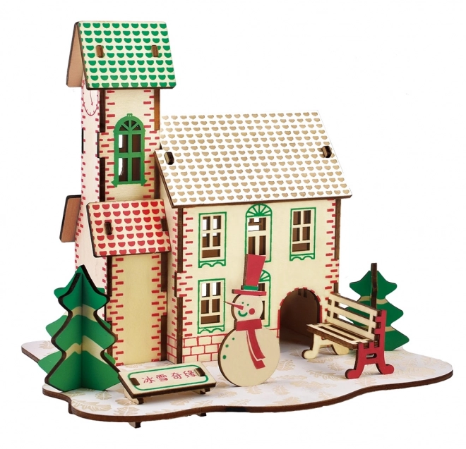 Woodcraft Puzzle 3D en bois Maison d'hiver